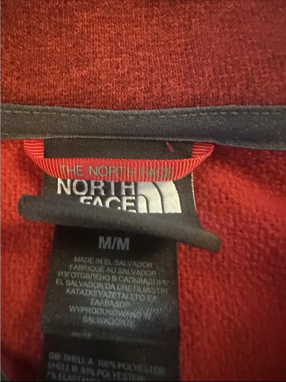 The North Face Men’s Medium Sweater Fleece 1/4 Zip Pullover Red Hiking Outdoor